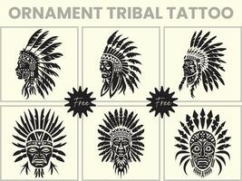 un negro silueta conjunto de un africano ornamento tribal tatuaje, clipart vector