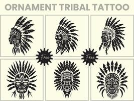 A black Silhouette set of a african ornament tribal tattoo, Clipart vector