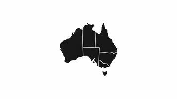 Australia mapa animación con sólido antecedentes 4k video