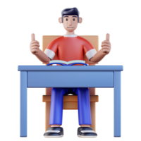 a cartoon of students sitting at desks with books png