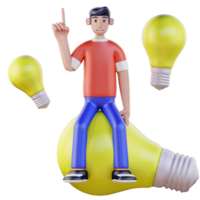 a cartoon student on a yellow light bulb png