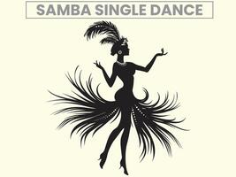 Traditional Samba Single Dance Performance Silhouette, Clip Art vector