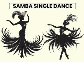 Traditional Samba Single Dance Performance Silhouette, Clip Art vector