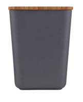 Plastic trash can with wooden lid clear plastic box cut out isolated transparent background png