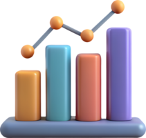 3d minimalistische diagram icoon - gemakkelijk bar tabel of lijn diagram illustratie png