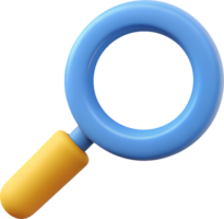 Minimalist 3D Icon of a Magnifying Glass for Analysis png