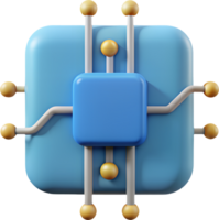 minimalistisch 3d Symbol von ein Schaltkreis Tafel zum ai Technologie png