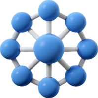 réseau, nœuds, des points, données, couler, icône, 3d, minimal, simple, connexion, numérique, technologie, l'Internet, communication, structure, abstrait, géométrique, graphique, illustration, art, symbole, moderne, forme png