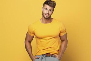 attractive handsome male model fashion portrait studio shot photo ai image