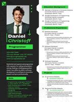 Creative Edgy Modern Black Neon Green Resume for Programmer template