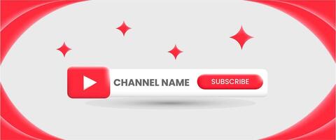 Youtube Channel Name. Red Broadcast Banner vector