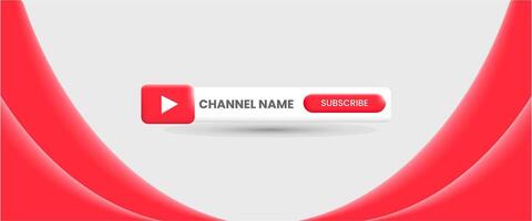 Youtube Channel Name. Red Broadcast Banner vector