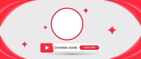 Youtube Channel Name. Red Broadcast Banner vector