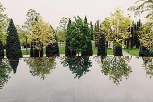 Krasnodar park and pond with reflection on water photo