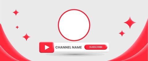 Youtube Channel Name. Red Broadcast Banner vector