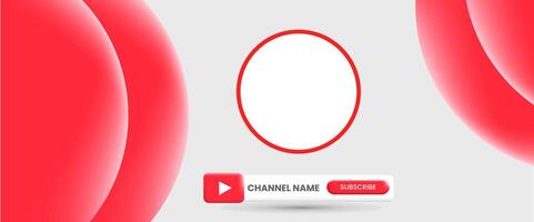Youtube Channel Name. Red Broadcast Banner vector