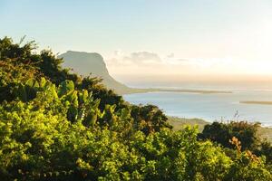 View of the mountain of Le Morne Brabant and lagoon in Mauritius. photo