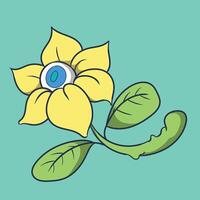 cute yellow flowers with eyes on the petals vector