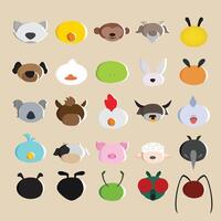 25 plano icono ilustración imágenes de granja animales y insecto animales vector