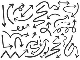 conjunto de mano dibujado caligrafía flechas garabatear diseño elementos vector