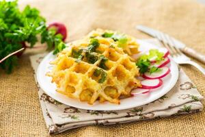 fried crispy vegetable potato waffles photo