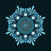 Dot painting lace pattren mandala in blue vector