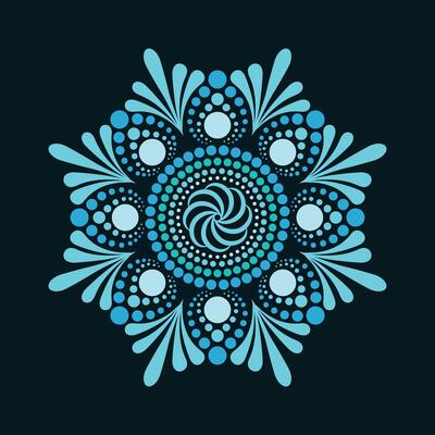 Dot painting lace pattren mandala in blue