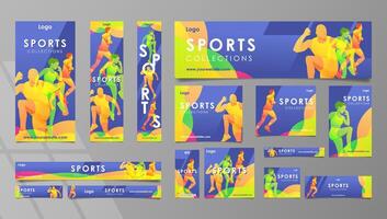 banner sport with illustrations vector