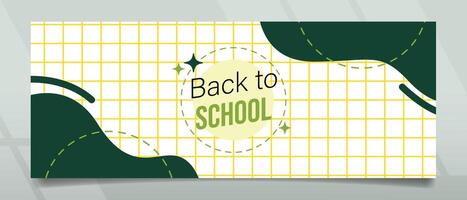 Back to School Green Wave Shape Banner Design vector