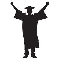 illustration of A Graduate victory pose silhouette vector