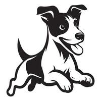 A Playful Jack Russell Terrier Dog Face illustration in black and white vector