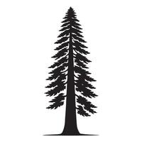 A redwood tree with branches illustration in black and white vector