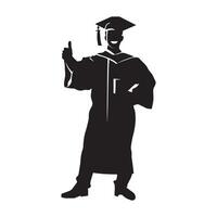 illustration of A Graduate Giving a thumbs up silhouette vector