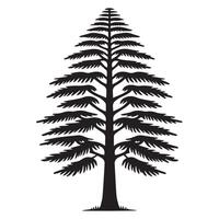 A tall cedar tree illustration in black and white vector