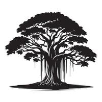 A banyan tree in silhouette vector