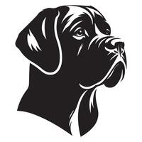 A Thoughtful Mastiff Dog Face illustration in black and white vector