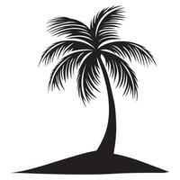 A palm tree on an island silhouette vector