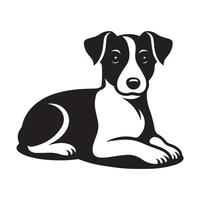 Jack Russell terrier Laying Down illustration in black and white vector