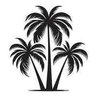 A group of three palm trees illustration in black and white vector