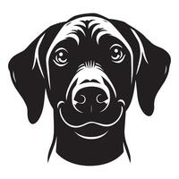 un divertido rodesiano ridgeback perro cara ilustración en negro y blanco vector
