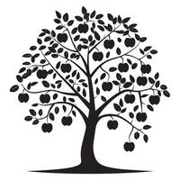 An apple tree plant illustration in black and white vector