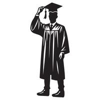 un graduado propina gorra ilustración en negro y blanco vector