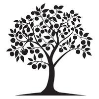 An apple tree plant illustration in black and white vector