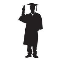 illustration of A Graduate showing a peace sign silhouette vector