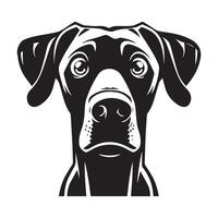 A Anxious Rhodesian Ridgeback Dog Face illustration in black and white vector