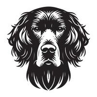 A Stoic Irish Setter Dog Face illustration in black and white vector