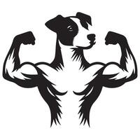 A Jack Russell terrier showing off his biceps illustration vector