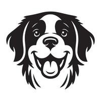 A Cheerful Saint Bernard Dog Face illustration in black and white vector