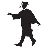A Graduate man walking illustration in black and white vector