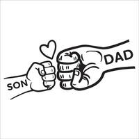 Father and son hand illustration in black and white vector